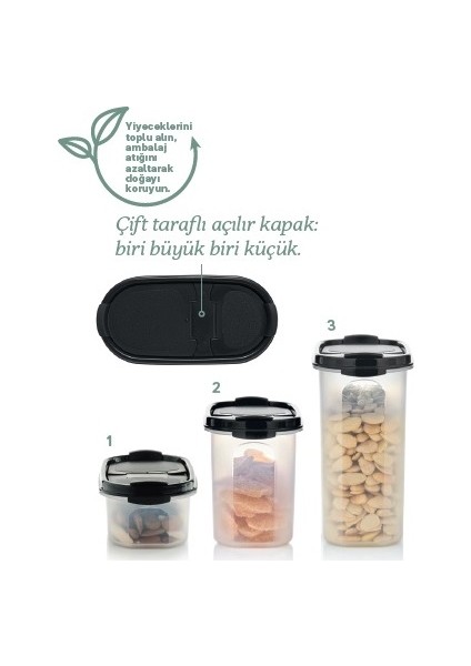 Oval 3'lü Set Siyah Kapak