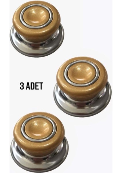 3 Adet Gold Tüm Tencere Tava Kapaklarına Uygun Bagalit Tepe Cam Tencere Kapağı Kulpu
