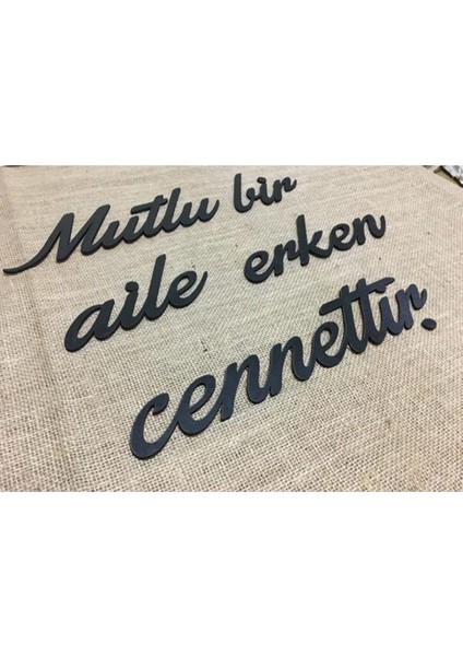 Siyah Ahşap Mutlu Bir Aile Erken Cennettir Duvar Dekoru Salon Oturma Yatak Odası Için 120 x 20 cm