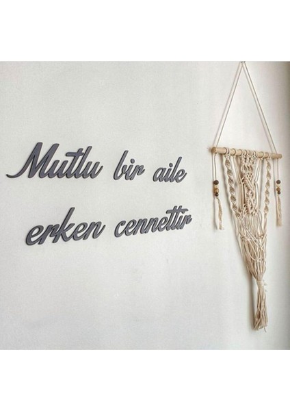 Siyah Ahşap Mutlu Bir Aile Erken Cennettir Duvar Dekoru Salon Oturma Yatak Odası Için 120 x 20 cm