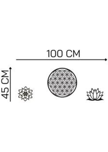 Siyah Ahşap Yaşam ve Lotus Çiçeği 3lü Duvar Dekoru Salon Oturma Yatak Odası Için 100 x 45 cm Tablo Set