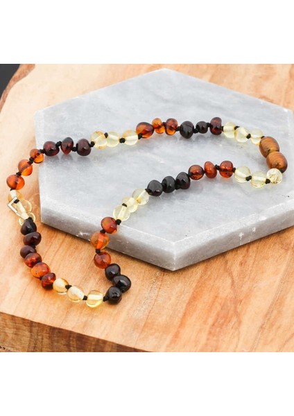 Bebek Damla Kehribar 925 Ayar Gümüş Kolye