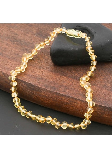 Bebek Damla Kehribar 925 Ayar Gümüş Kolye