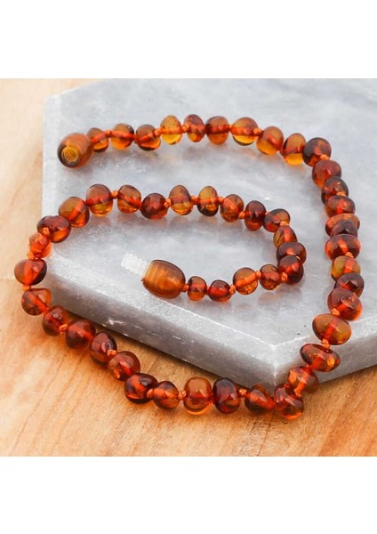 Bebek Damla Kehribar 925 Ayar Gümüş Kolye