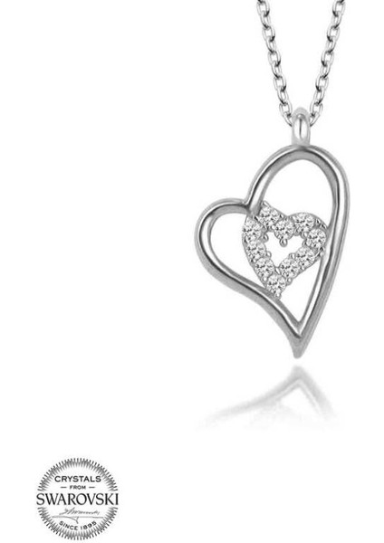 Swarovski Taşlı Kalp 925 Ayar Gümüş Kolye