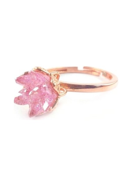 Lotus Çiçeği Pembe 925 Ayar Gümüş Yüzük