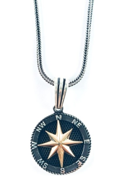 Pusula 925 Ayar Gümüş Kolye