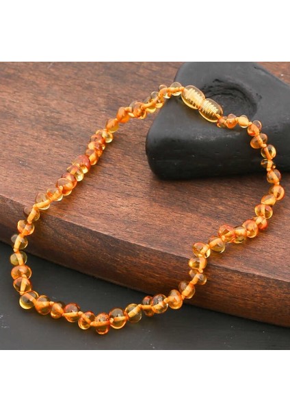 Bebek Damla Kehribar 925 Ayar Gümüş Kolye