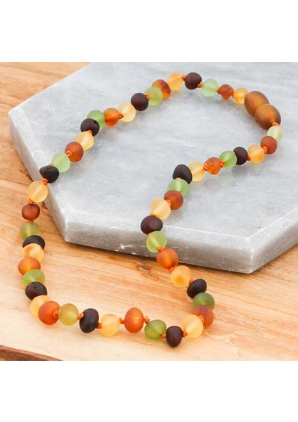 Bebek Damla Kehribar 925 Ayar Gümüş Kolye