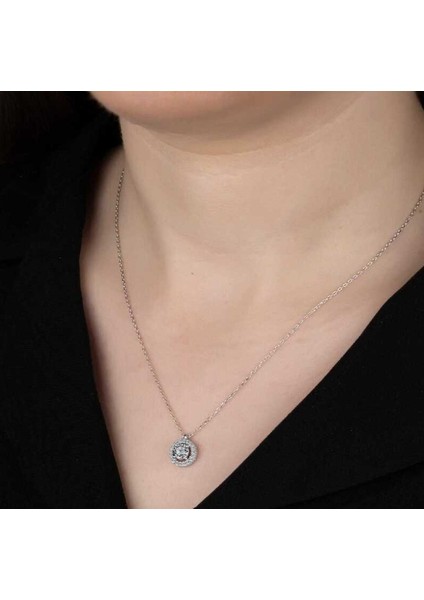 Swarovski Taşlı Tek Taş 925 Ayar Gümüş Kolye
