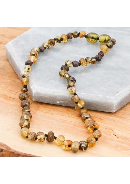 Bebek Damla Kehribar 925 Ayar Gümüş Kolye