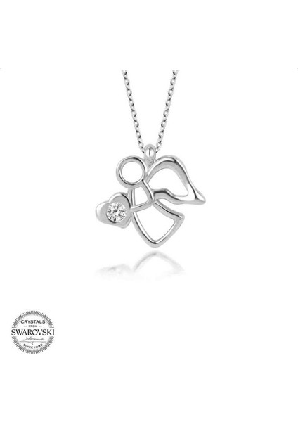 Swarovski Taşlı Melek 925 Ayar Gümüş Kolye