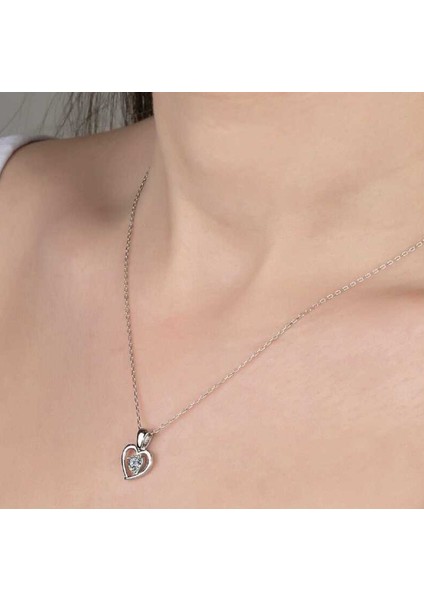 Swarovski Taşlı Kalp 925 Ayar Gümüş Kolye