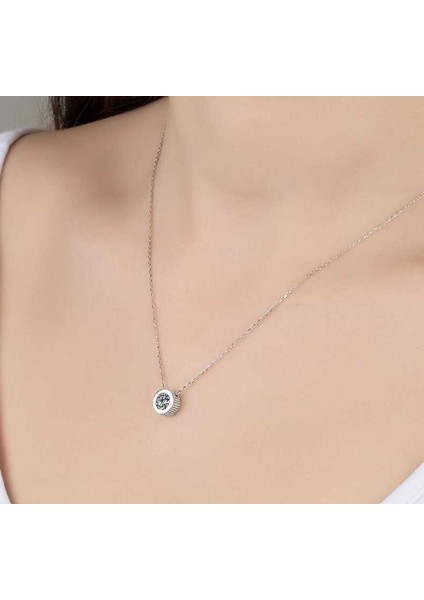 Swarovski Taşlı Damla Tek Taş 925 Ayar Gümüş Kolye