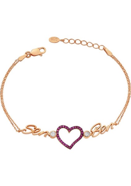 Kalpli Sen Ben 925 Ayar Gümüş Bileklik