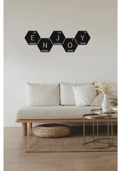 Siyah Ahşap Periyodik Cetvel Enjoy Duvar Dekoru Salon Oturma Yatak Odası Için 120 x 30 cm Tablo Seti
