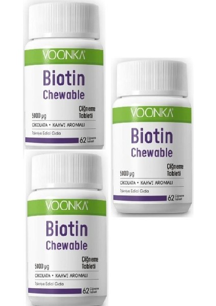 Biotin Chewable 62 Çiğneme Tableti 3 Adet