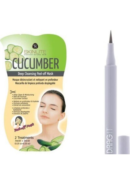 Skınlıte "cucumber" Derin Temizleyici Soyulabilir Maske + Drag It Inkpen Keçe Uçlu Eyeliner