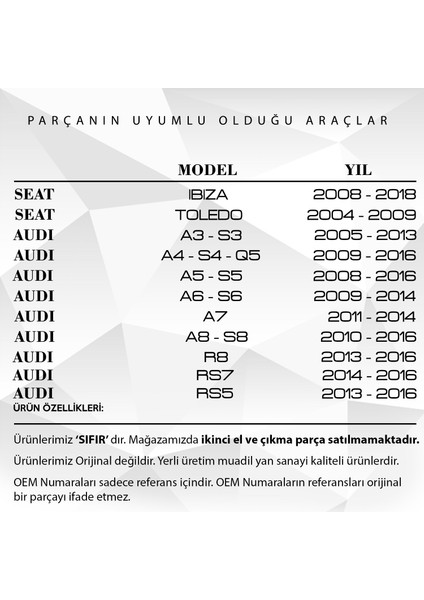 Seat Ibiza, Audi A3, A4, A5, A6, Q5, Rs7, R8 Için Egr Çek Valfi