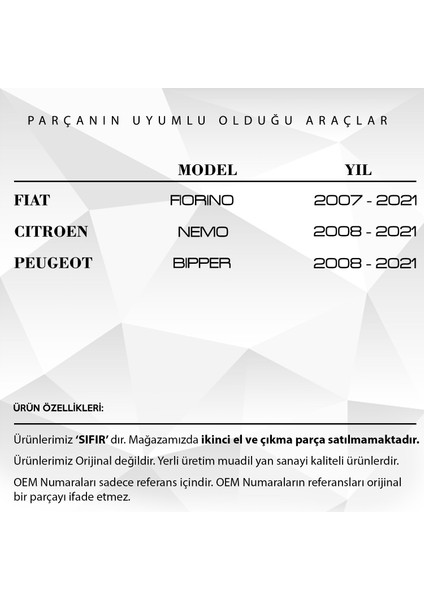 Fiat Fiorino, Citroen Nemo, Peugeot Için Bagaj Kilit Karşılığı