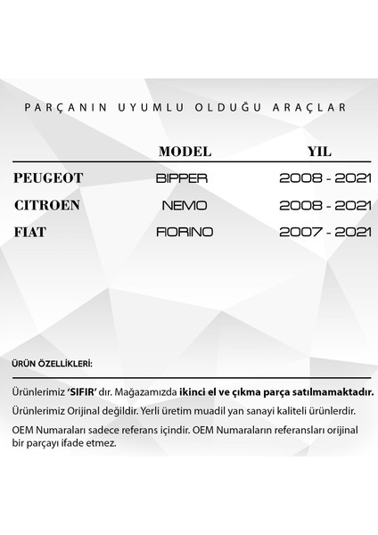 Alpha Auto Part Fiat Fiorino, Peugeot Bipper, Citroen Için Bagaj Kilit Karşılığı