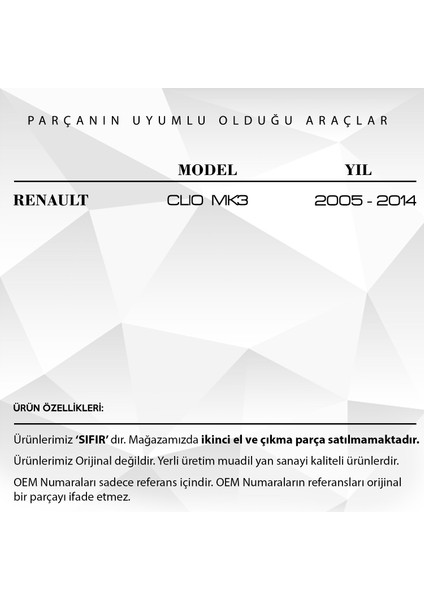 Renault Clio Mk3 Için Motor Kaput Ayar Takozu