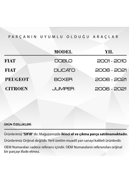 Fiat Doblo, Citroen, Peugeot Boxer Için Arka Tampon Reflektörü fiyatları