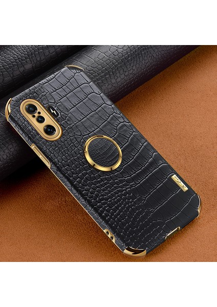 EX Beauty Halka Tasarımlı 6d Elektroliz Timsah Derisi Kaplamalı Xiaomi Redmi K40 Için Tpu Telefon Kılıfı - Siyah (Yurt Dışından) fiyatları