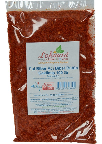 Pul Biber Çok Acı Bütün Biber Çekilmiş 100 gr