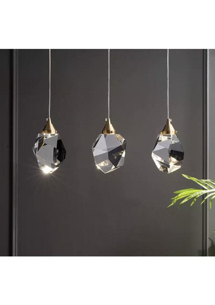 A+ Luxury Modern Kristalize Cam Sarkıt Üçlü Sıralı LED Avize Gold Sarı BURENZE2022-14 fiyatları