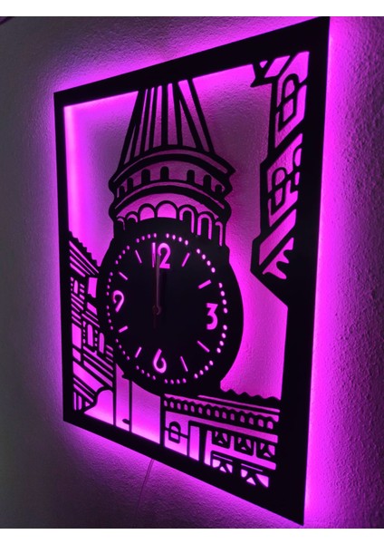 Galata Kulesi LED Işıklı Duvar Saati