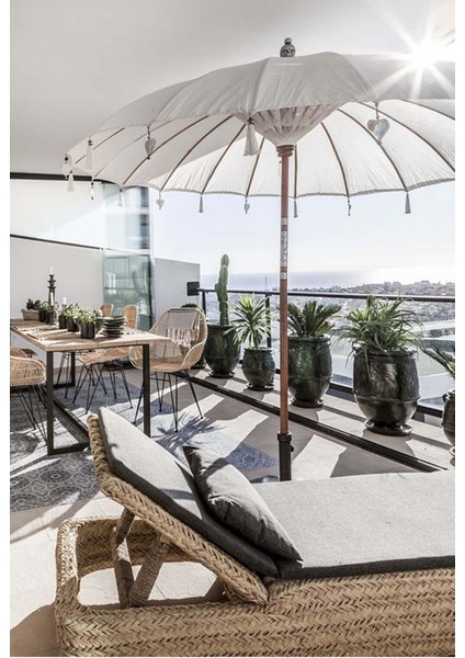 Ahşap Ayaklı Dekoratif Bali Şemsiyesi 200 Cm- Beyaz fiyatları