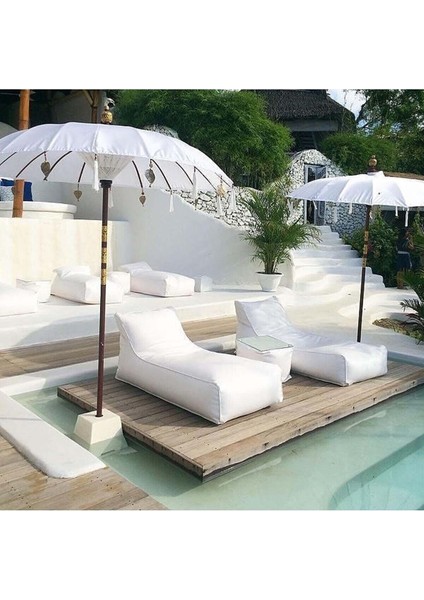 Ahşap Ayaklı Dekoratif Bali Şemsiyesi 200 Cm- Beyaz modelleri