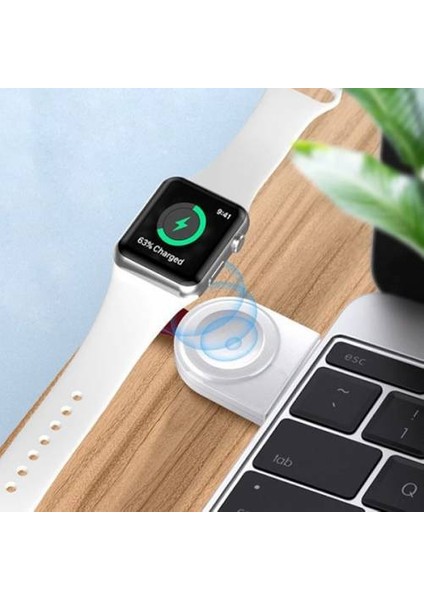 Polham Apple Watch Şarj 1, 2, 3, 4 ,5, 6 ve Watch Se Uyumlu Manyetik Şarj Aleti, Mini Tasarımlı Şarj