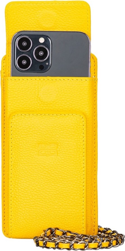 Bouletta Avjin 6.9 Inch Uyumlu Deri Kılıf Cüzdan Askılı FL12 Sarı görsel 3