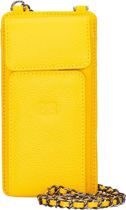 Bouletta Avjin 6.9 Inch Uyumlu Deri Kılıf Cüzdan Askılı FL12 Sarı görsel 2
