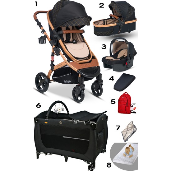 Baby Home 8'in 1 Yeni Doğan Set Baby Home 946 Travel Sistem Bebek Arabası 560 Bebek Oyun Parkı Yatak Beşik