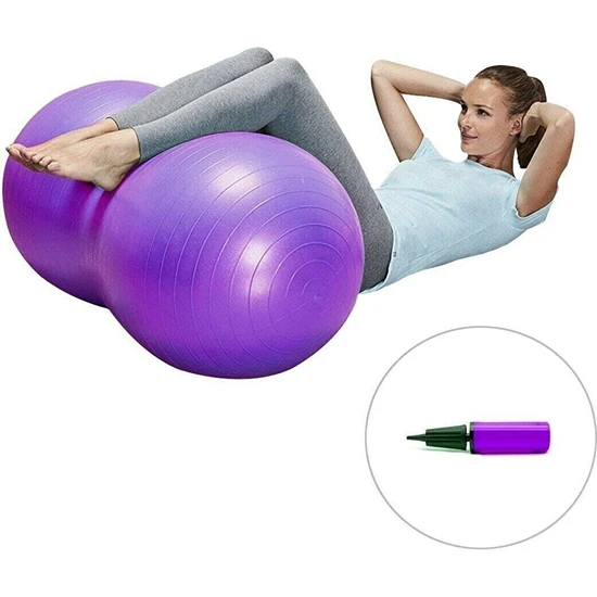 90 cm Mor Fıstık Şeklinde Pilates & Yogatopu + Dual Plus Pompa