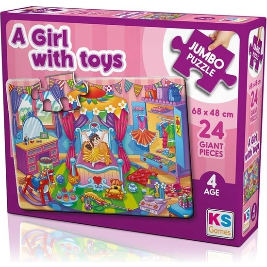 Ks Games A Girl With Toys 24 Parça Jumbo Boy Puzzle