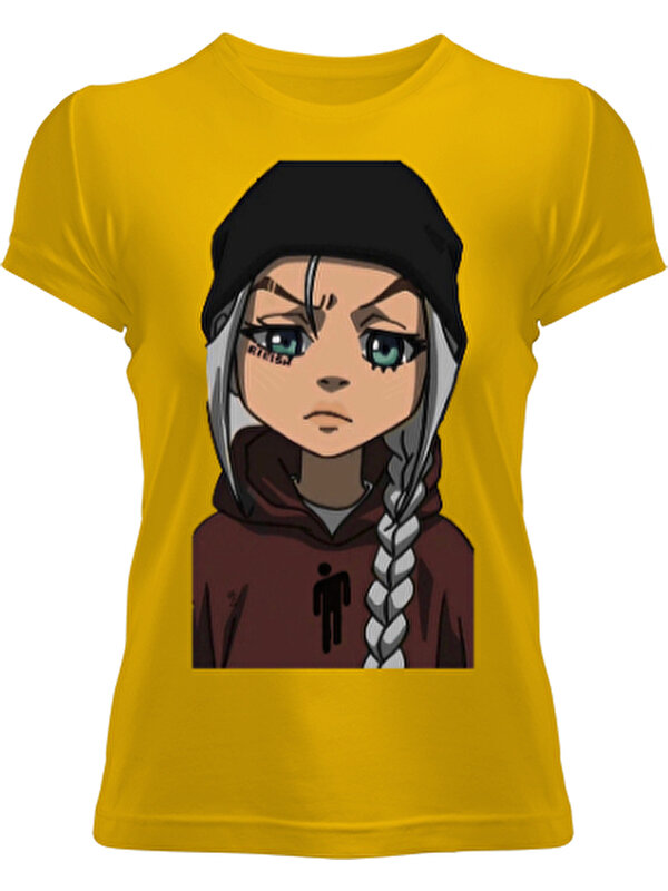Tisho Billie Eilish Anime Tasarım Kadın Tişört Fiyatı
