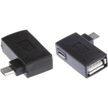 Flameer 2 Adet 90 Derece Sağ ve Sol Açı Mikro USB 2.0 Otg Ana Bilgisayar Adaptörü W / USB Güç (Yurt Dışından)