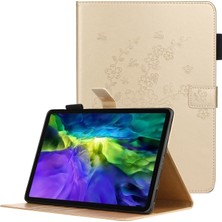 Lrtools iPad Pro 11 Inç Için Çiçek Baskılı Standlı Cüzdan Işlevli Pu Deri Tablet Kılıfı (Yurt Dışından)