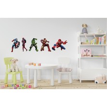 Atalya Reklam Deadpool Captain America Ironman Hulk Spiderman 3D Duvar Sticker Beşli Set