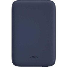 Benks iPhone 12 Mini Uyumlu Powerbank Slim Magsafe Manyetik Wireless 5000MAH Lacivert