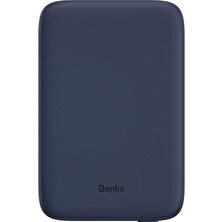 Benks iPhone 13 Mini Uyumlu Powerbank Slim Magsafe Manyetik Wireless 5000MAH Lacivert
