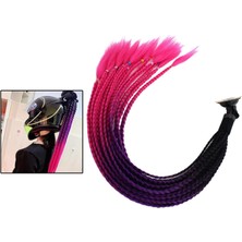 Rivero Kask Pigtails Örgüler At Kuyruğu Peruk Saç Motosiklet Motor Bisikleti Için 55 cm Siyah Gül Kırmızı (Yurt Dışından)