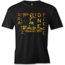Lordd  T-Shirt   One Piece - Straw Hat Siyah Erkek Tshirt