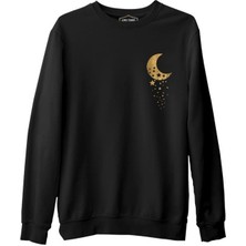 Lordd  T-Shirt   Uzay - Aydan Düşen Yıldızlar Siyah Erkek Kalın Sweatshirt
