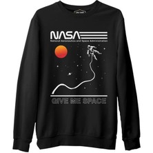 Lord T-Shirt Lordd  T-Shirt   Nasa -Uzay Siyah Erkek Kalın Sweatshirt