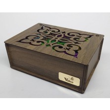 Cokleas Ahşap Gediz Renk Çay Kutu 9 Bölmeli Kapaklı Bitki Çay Saklama Kabı Tea Box (72 Çaylı)